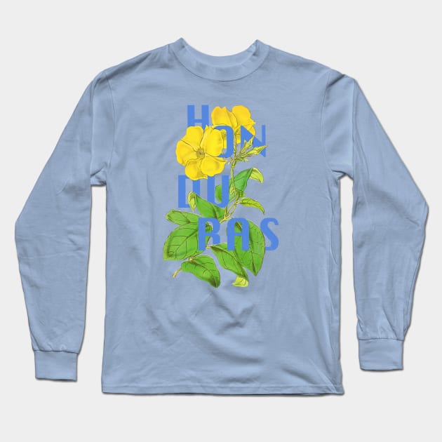 Honduras Floral Typography Long Sleeve T-Shirt by Pico Originals